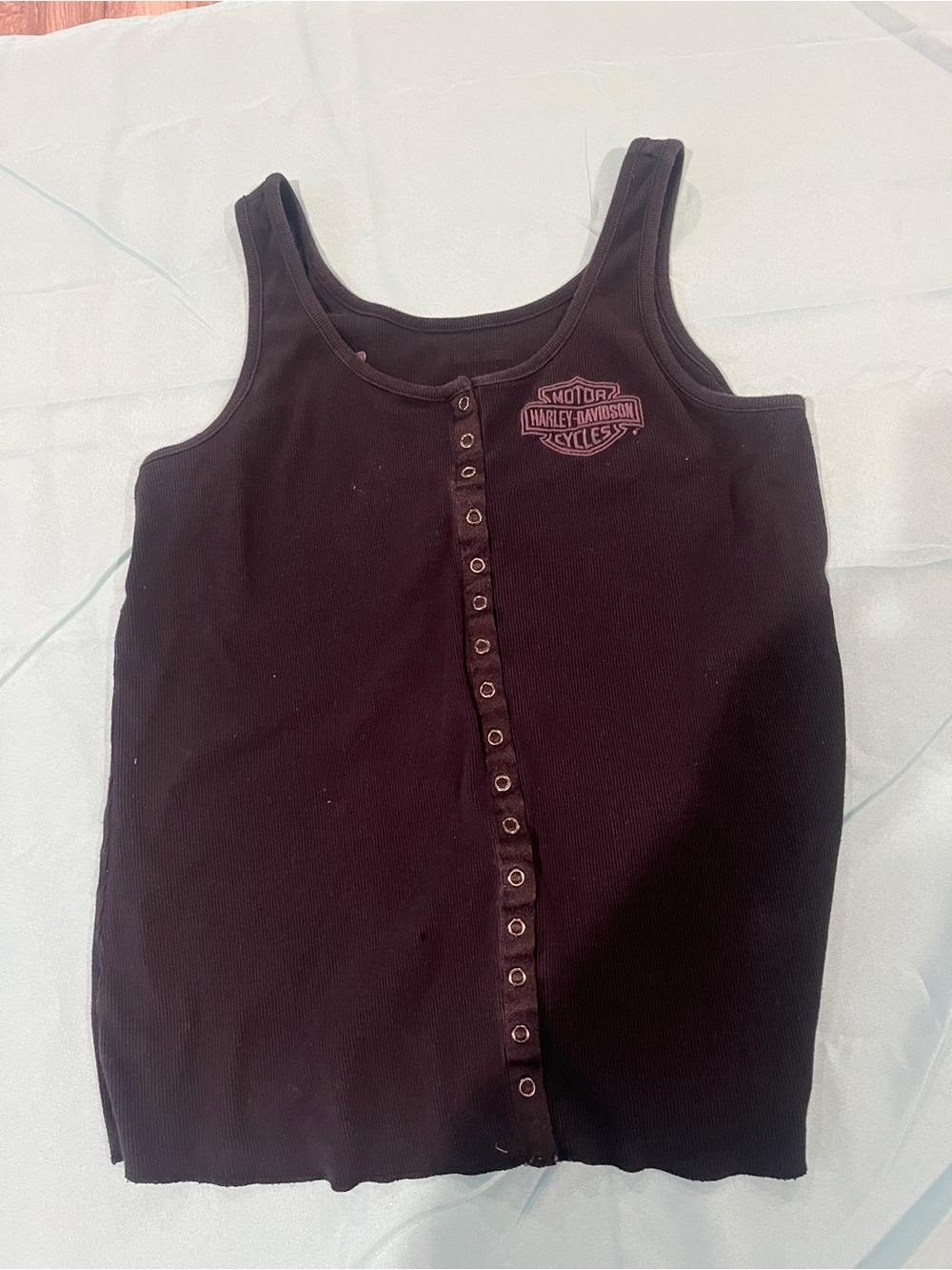 Harley-Davidson Black Girls' Snap-Front Ribbed Tank